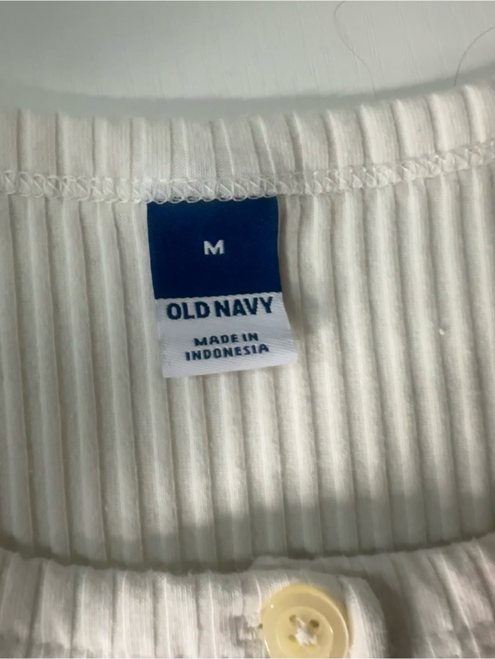 Women’s Cream Ribbed Button-Front Top - Picture 3 of 4